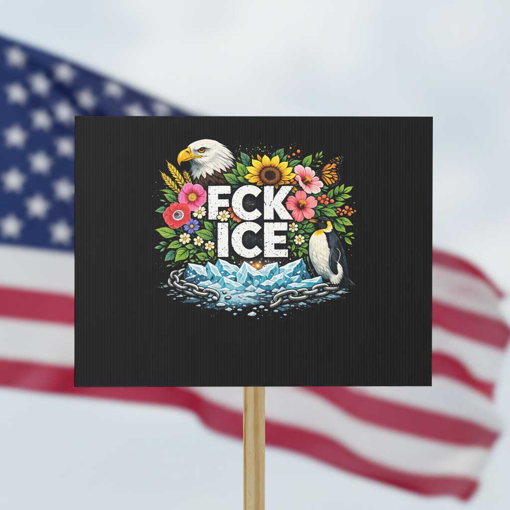 Fck Ice Protest Sign Retro Floral FDT Protest Satirical Graphic