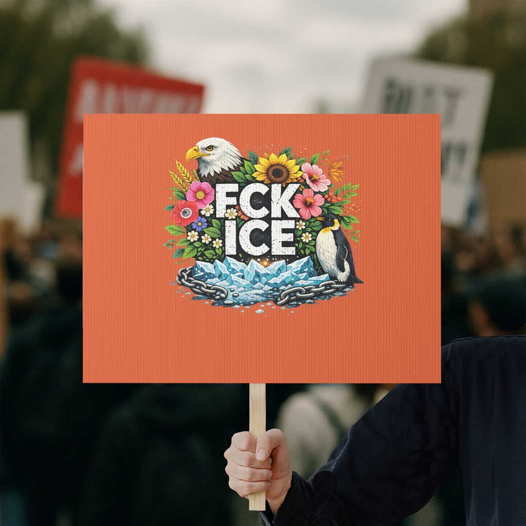 Fck Ice Protest Sign Retro Floral FDT Protest Satirical Graphic