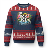 Fck Ice Ugly Christmas Sweater Retro Floral FDT Protest Satirical Graphic