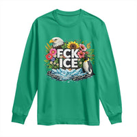 Fck Ice Long Sleeve Shirt Retro Floral FDT Protest Satirical Graphic