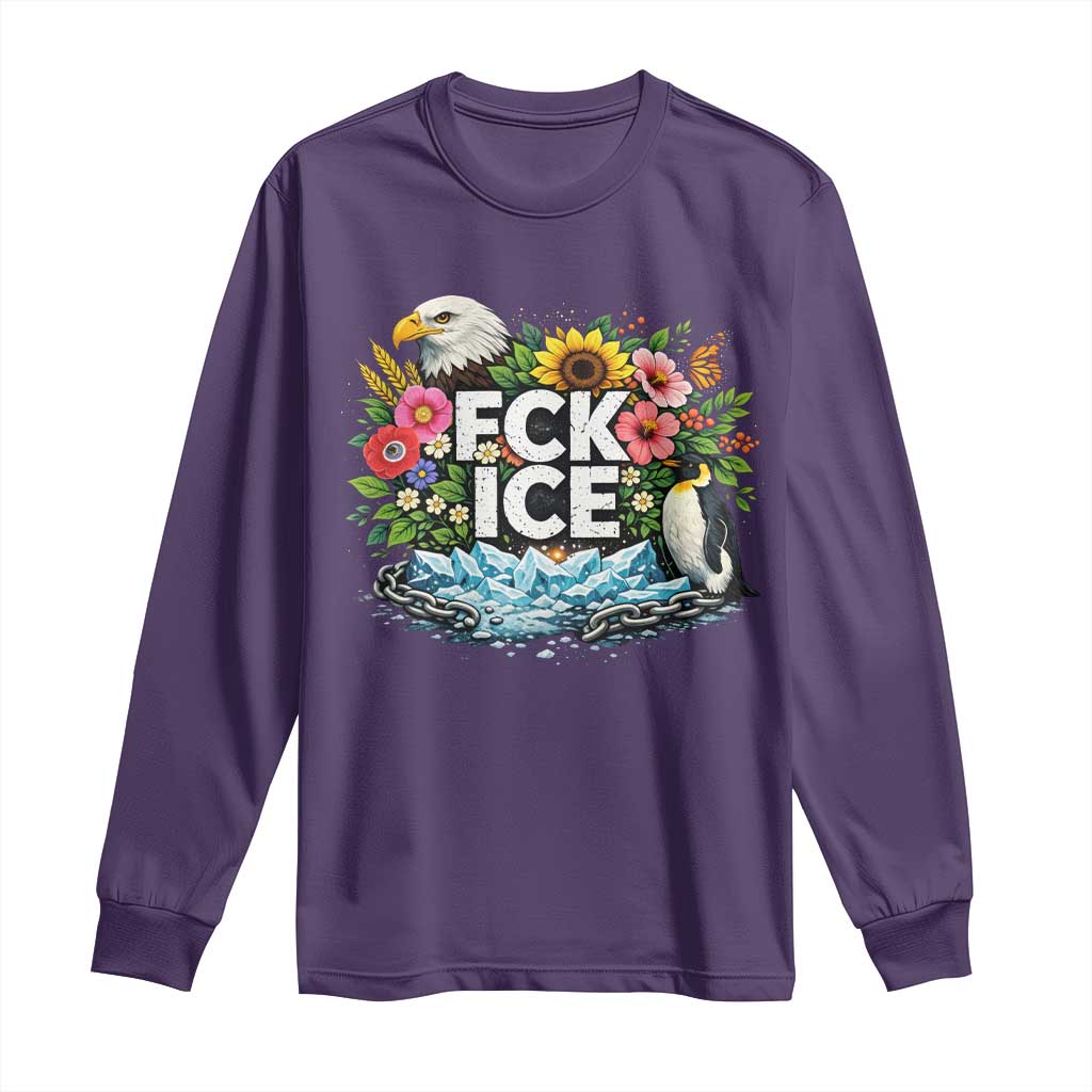 Fck Ice Long Sleeve Shirt Retro Floral FDT Protest Satirical Graphic