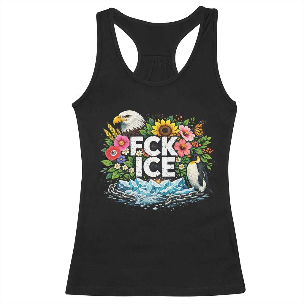 Fck Ice Racerback Tank Top Retro Floral FDT Protest Satirical Graphic