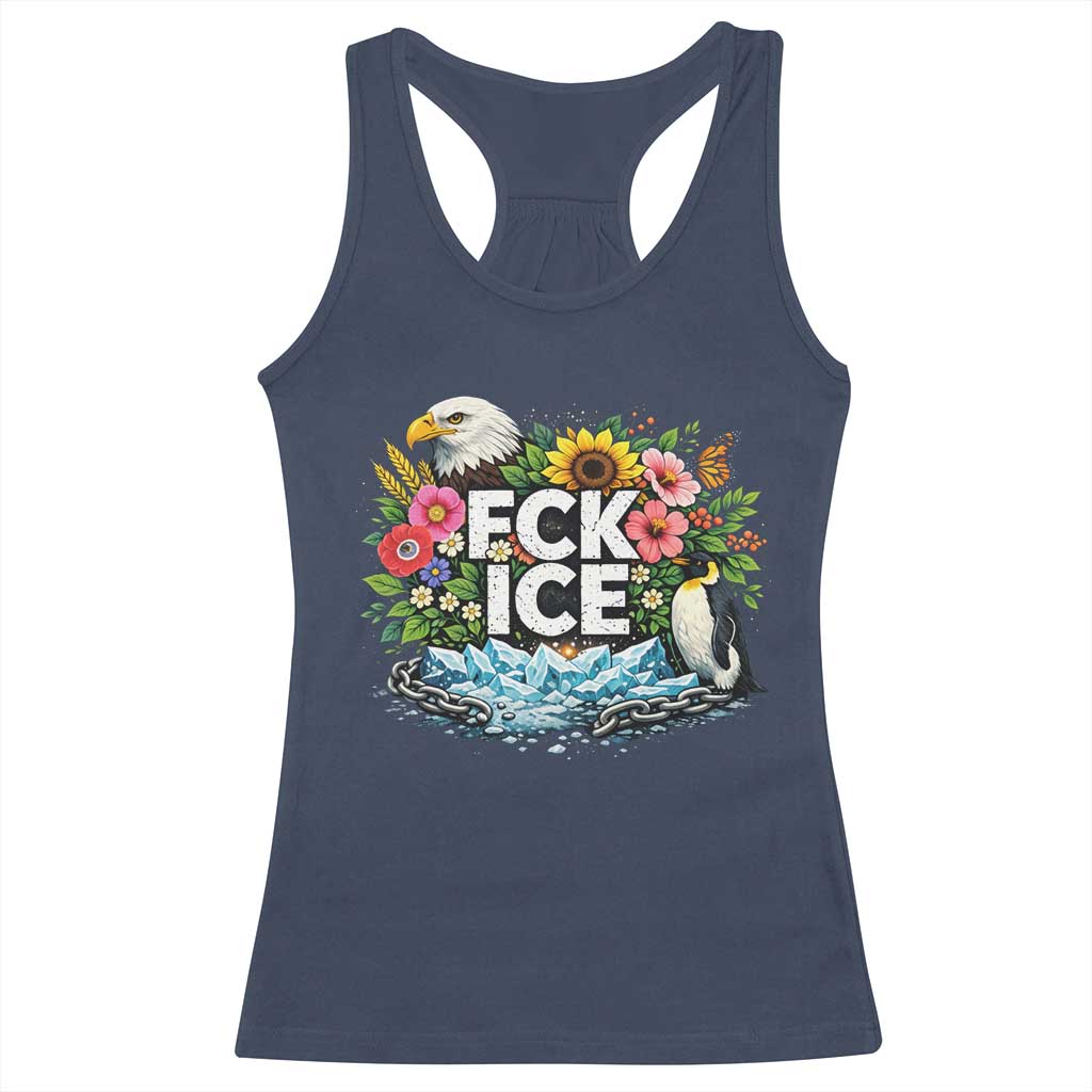 Fck Ice Racerback Tank Top Retro Floral FDT Protest Satirical Graphic