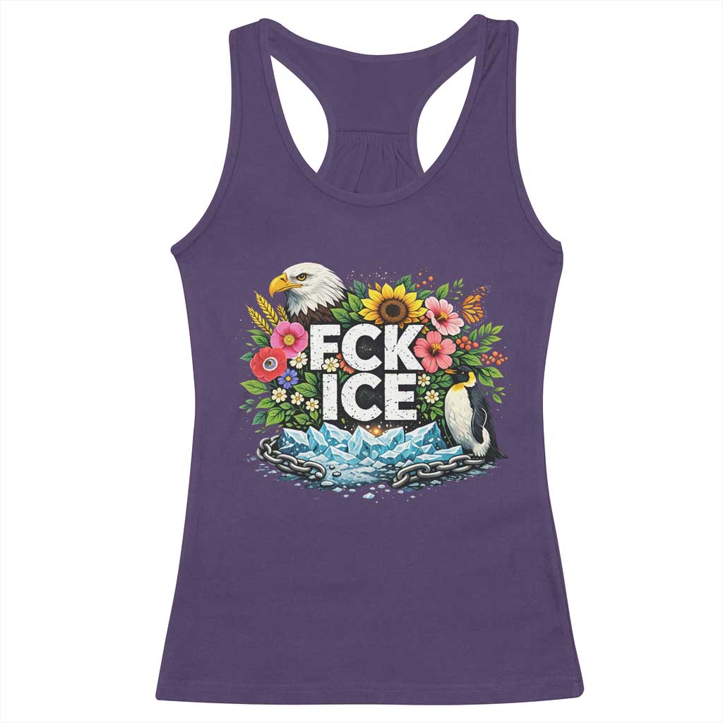 Fck Ice Racerback Tank Top Retro Floral FDT Protest Satirical Graphic
