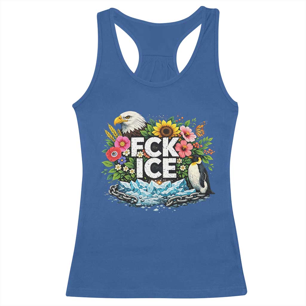 Fck Ice Racerback Tank Top Retro Floral FDT Protest Satirical Graphic