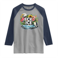 Fck Ice Raglan Shirt Retro Floral FDT Protest Satirical Graphic