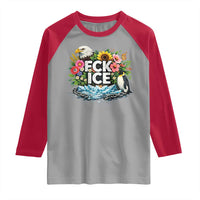 Fck Ice Raglan Shirt Retro Floral FDT Protest Satirical Graphic