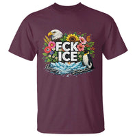 Fck Ice T Shirt Retro Floral FDT Protest Satirical Graphic