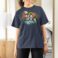 Fck Ice T Shirt For Women Retro Floral FDT Protest Satirical Graphic