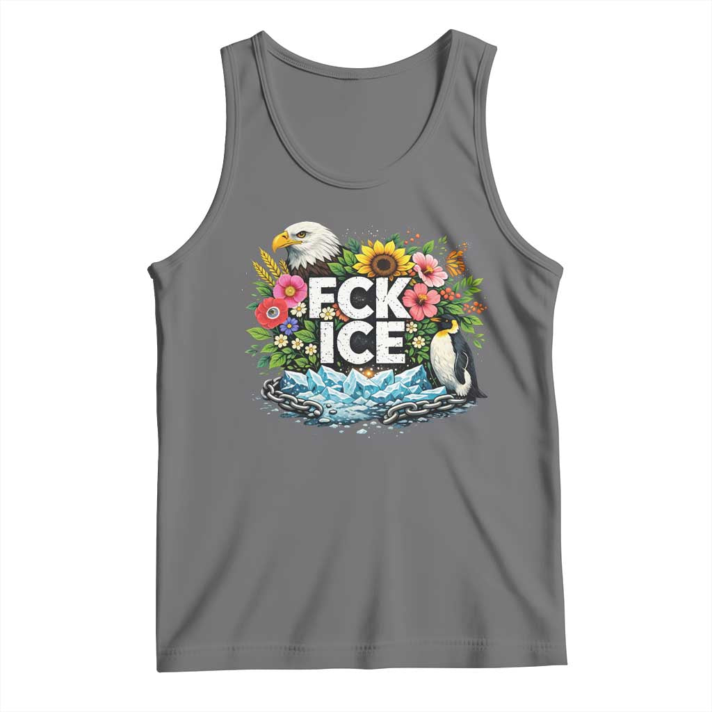 Fck Ice Tank Top Retro Floral FDT Protest Satirical Graphic