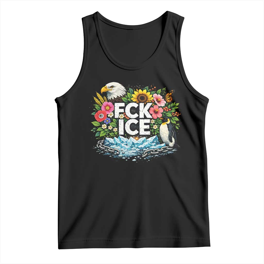 Fck Ice Tank Top Retro Floral FDT Protest Satirical Graphic