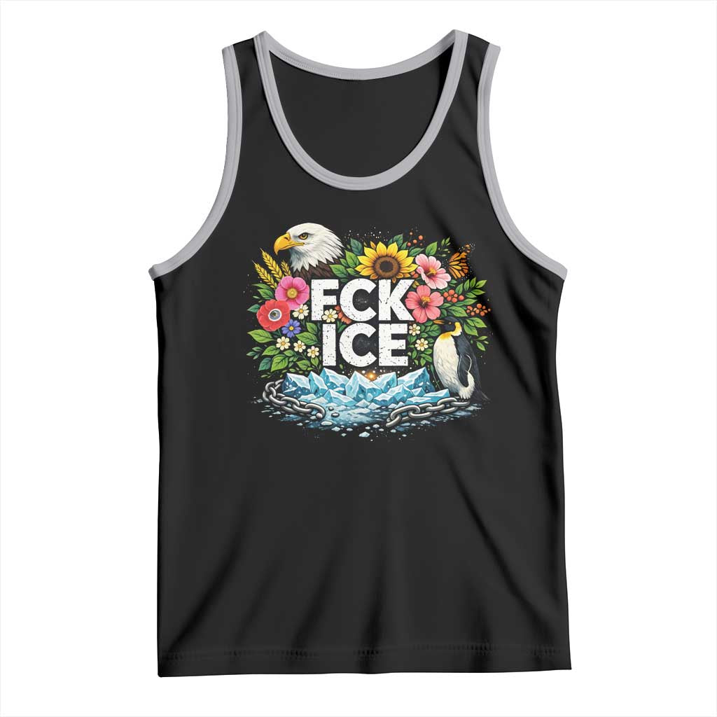 Fck Ice Tank Top Retro Floral FDT Protest Satirical Graphic