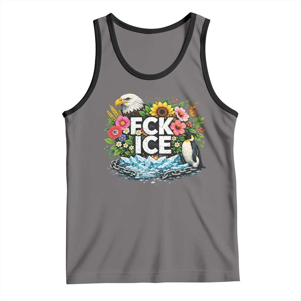 Fck Ice Tank Top Retro Floral FDT Protest Satirical Graphic