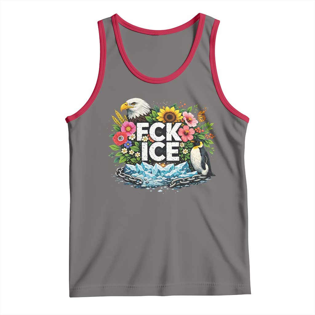 Fck Ice Tank Top Retro Floral FDT Protest Satirical Graphic