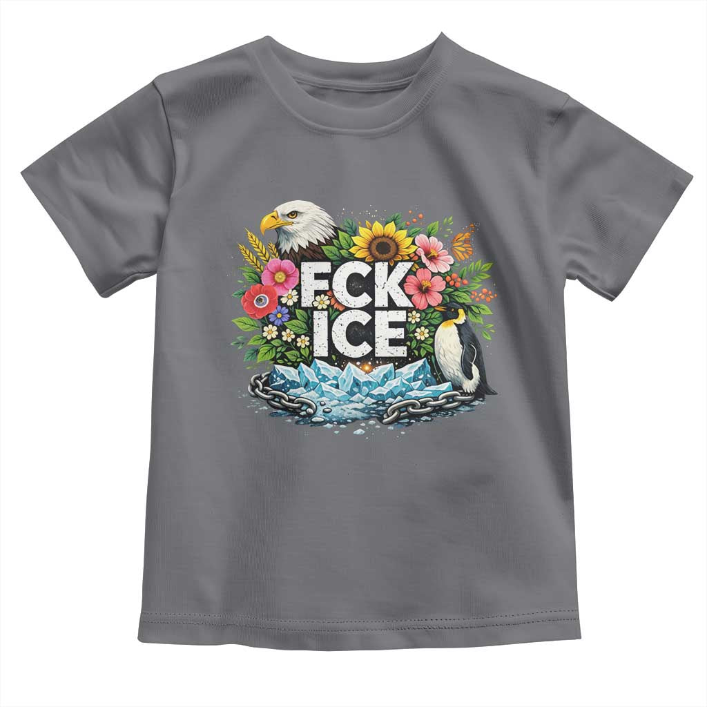Fck Ice Toddler T Shirt Retro Floral FDT Protest Satirical Graphic