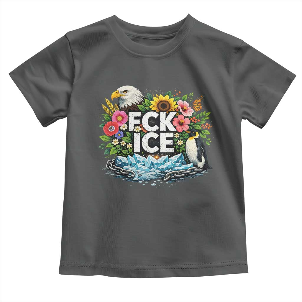 Fck Ice Toddler T Shirt Retro Floral FDT Protest Satirical Graphic
