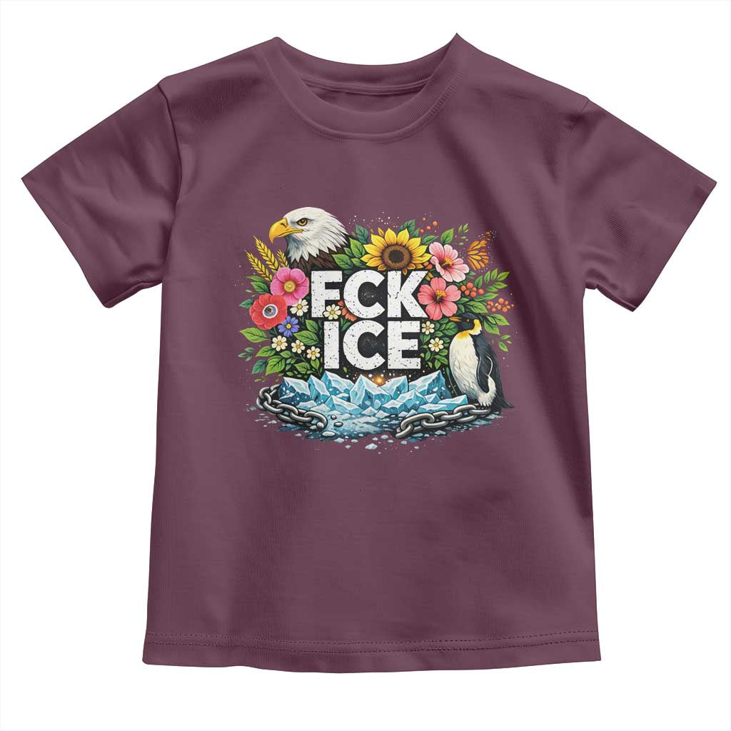 Fck Ice Toddler T Shirt Retro Floral FDT Protest Satirical Graphic