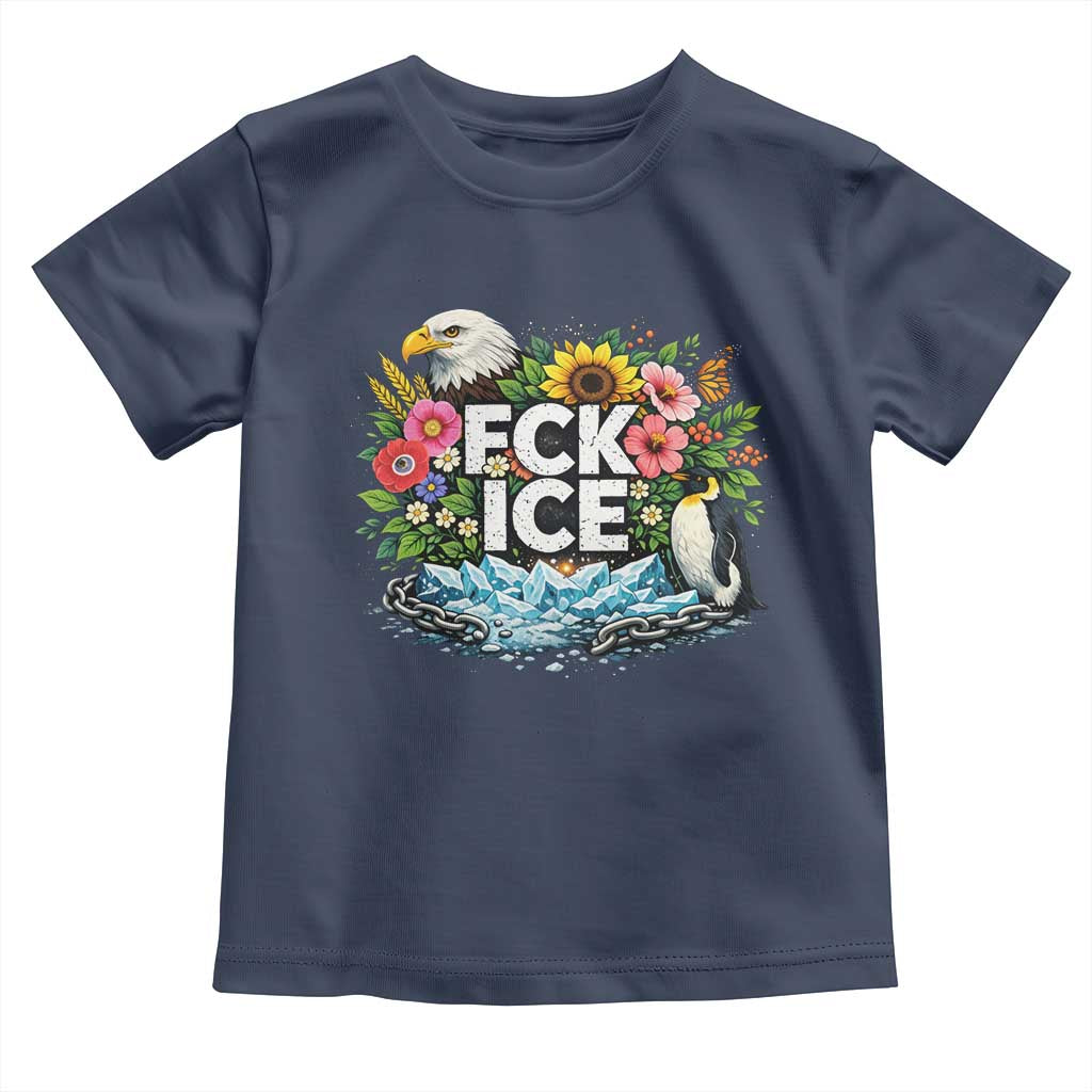 Fck Ice Toddler T Shirt Retro Floral FDT Protest Satirical Graphic
