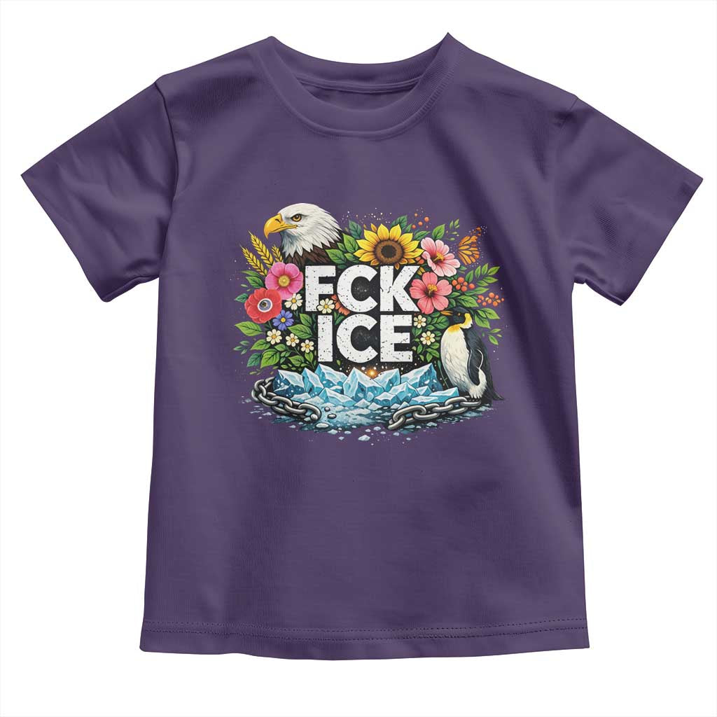 Fck Ice Toddler T Shirt Retro Floral FDT Protest Satirical Graphic