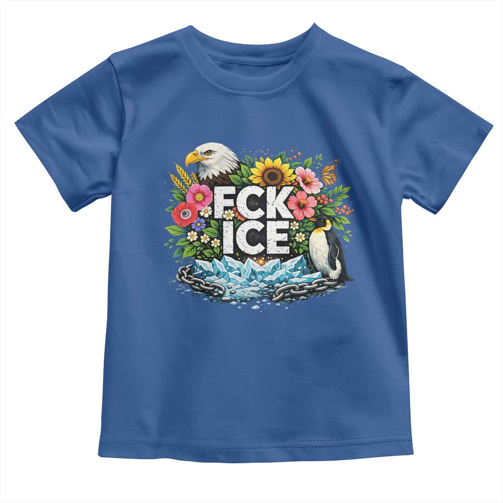 Fck Ice Toddler T Shirt Retro Floral FDT Protest Satirical Graphic