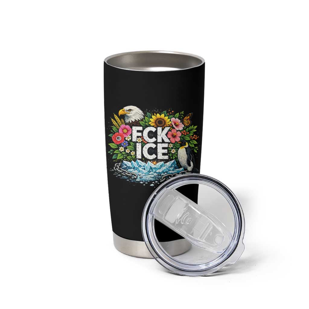 Fck Ice Tumbler Cup Retro Floral FDT Protest Satirical Graphic