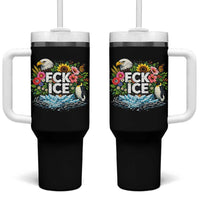 Fck Ice Tumbler With Handle Retro Floral FDT Protest Satirical Graphic