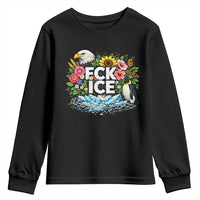 Fck Ice Youth Sweatshirt Retro Floral FDT Protest Satirical Graphic