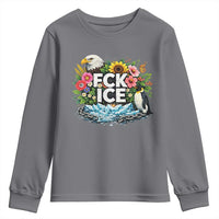 Fck Ice Youth Sweatshirt Retro Floral FDT Protest Satirical Graphic