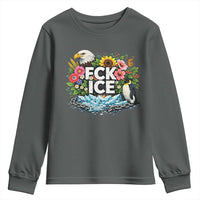 Fck Ice Youth Sweatshirt Retro Floral FDT Protest Satirical Graphic