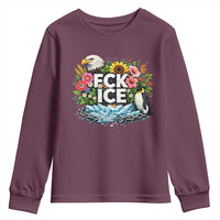 Fck Ice Youth Sweatshirt Retro Floral FDT Protest Satirical Graphic