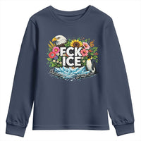 Fck Ice Youth Sweatshirt Retro Floral FDT Protest Satirical Graphic