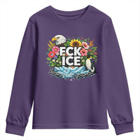 Fck Ice Youth Sweatshirt Retro Floral FDT Protest Satirical Graphic