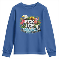 Fck Ice Youth Sweatshirt Retro Floral FDT Protest Satirical Graphic