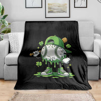 Baseball Drip Icecream Throw Blanket Youth Boy St Patricks Day Shamrock Green
