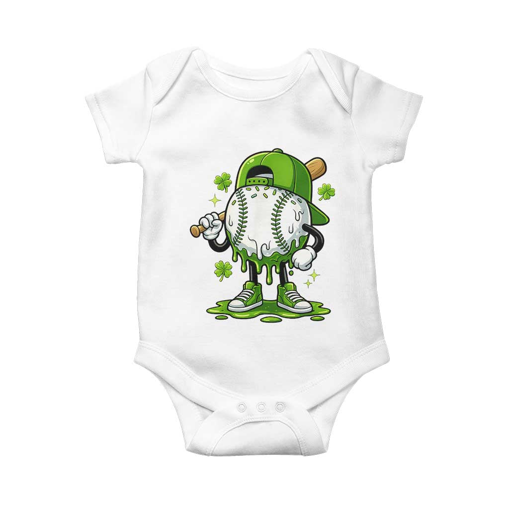Baseball Drip Icecream Baby Onesie Youth Boy St Patricks Day Shamrock Green