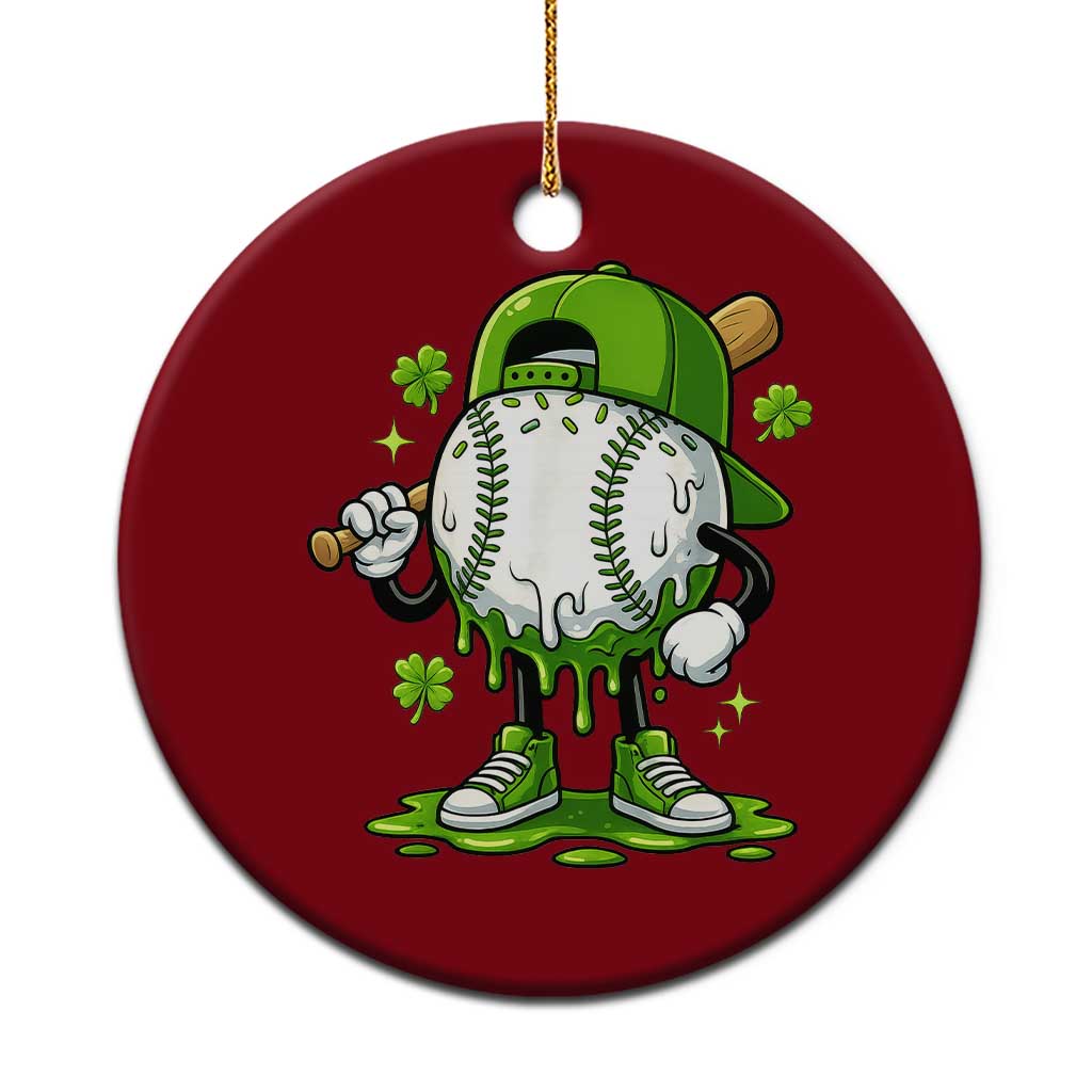 Baseball Drip Icecream Ceramic Ornament Youth Boy St Patricks Day Shamrock Green