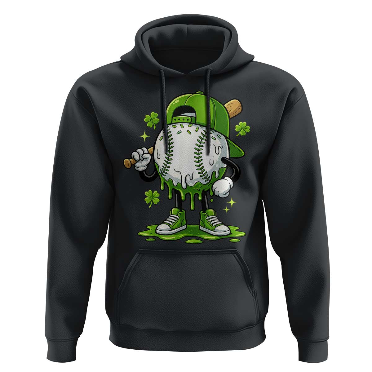 Baseball Drip Icecream Hoodie Youth Boy St Patricks Day Shamrock Green