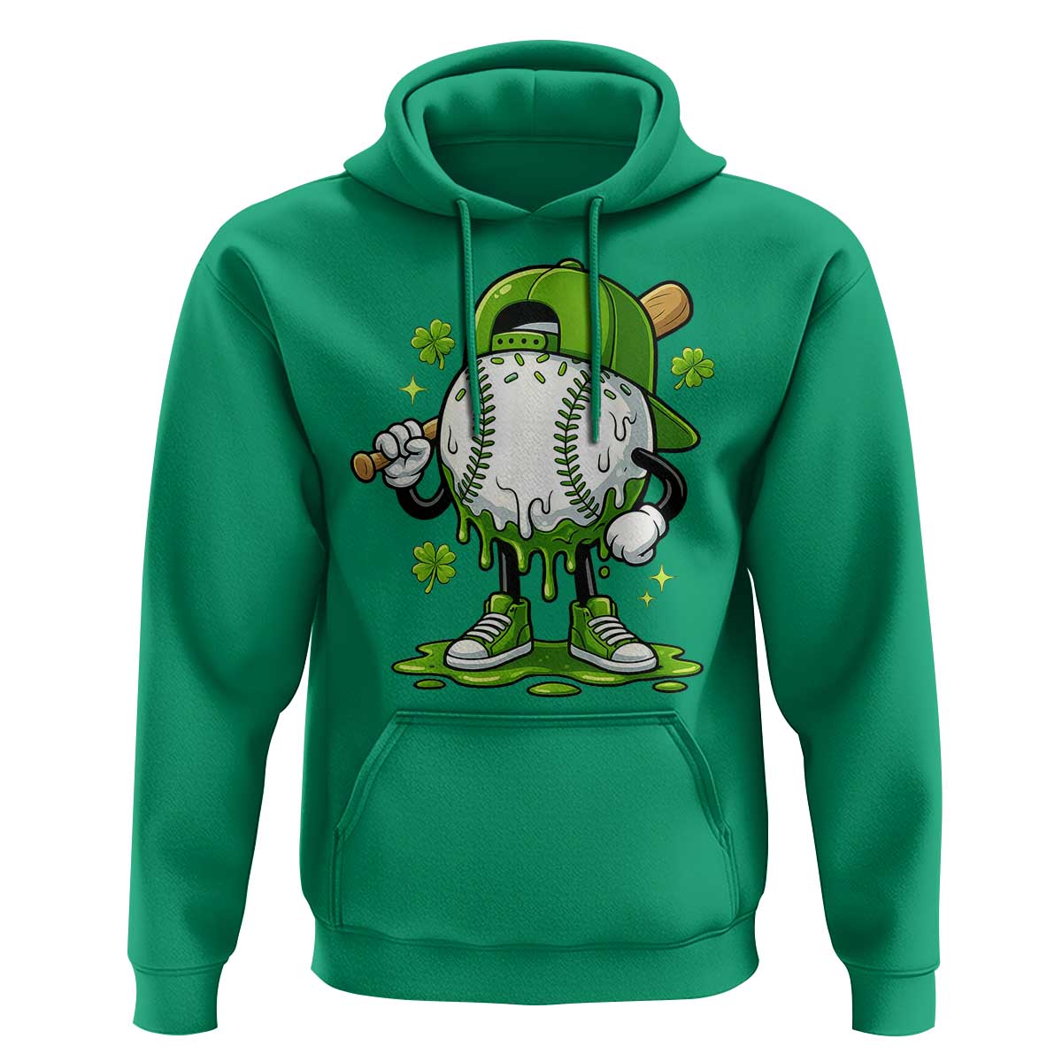 Baseball Drip Icecream Hoodie Youth Boy St Patricks Day Shamrock Green