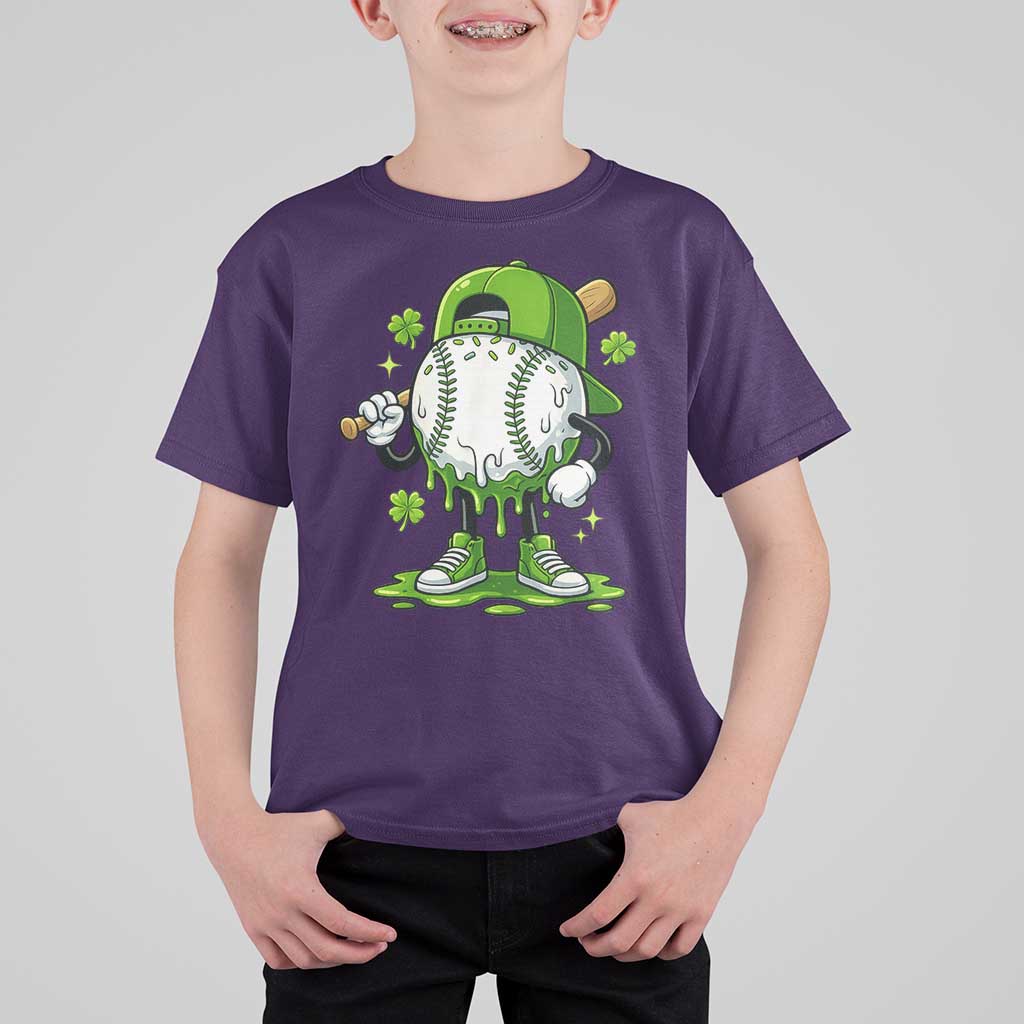 Baseball Drip Icecream T Shirt For Kid Youth Boy St Patricks Day Shamrock Green
