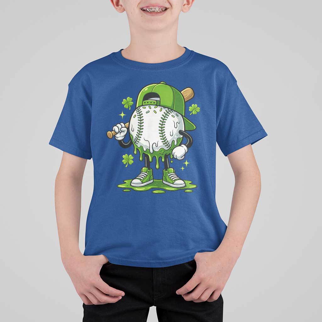 Baseball Drip Icecream T Shirt For Kid Youth Boy St Patricks Day Shamrock Green