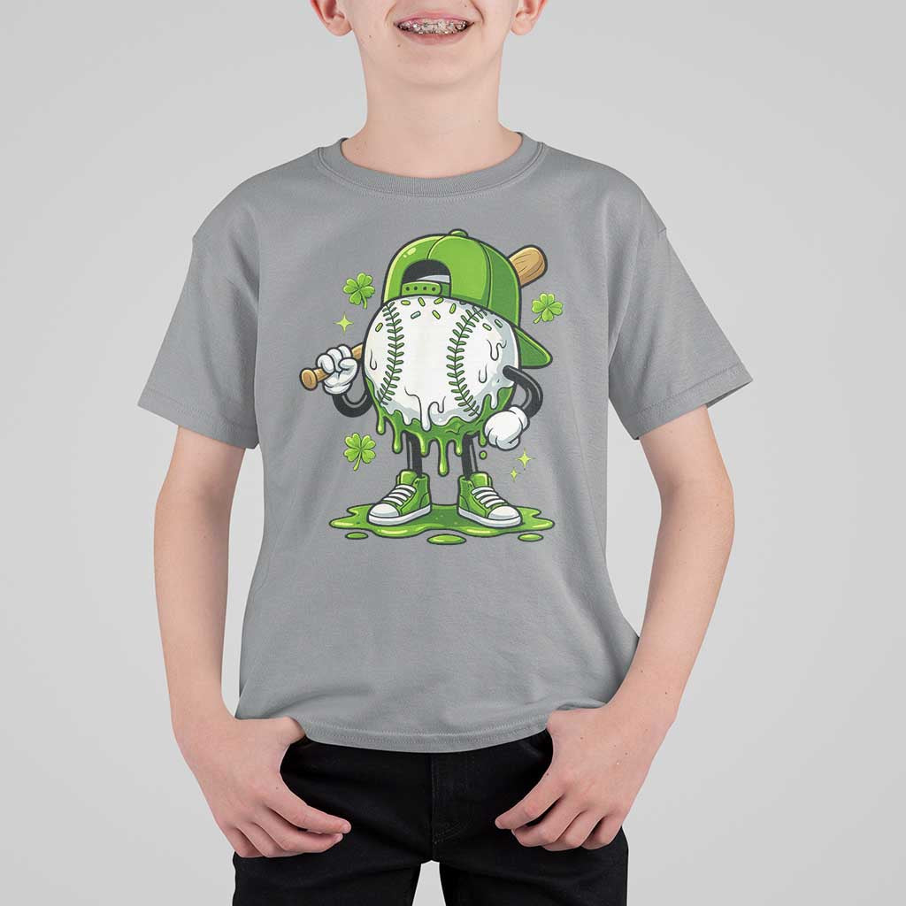 Baseball Drip Icecream T Shirt For Kid Youth Boy St Patricks Day Shamrock Green