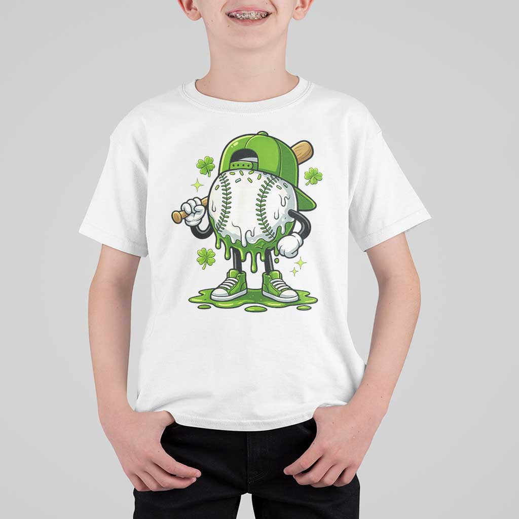 Baseball Drip Icecream T Shirt For Kid Youth Boy St Patricks Day Shamrock Green