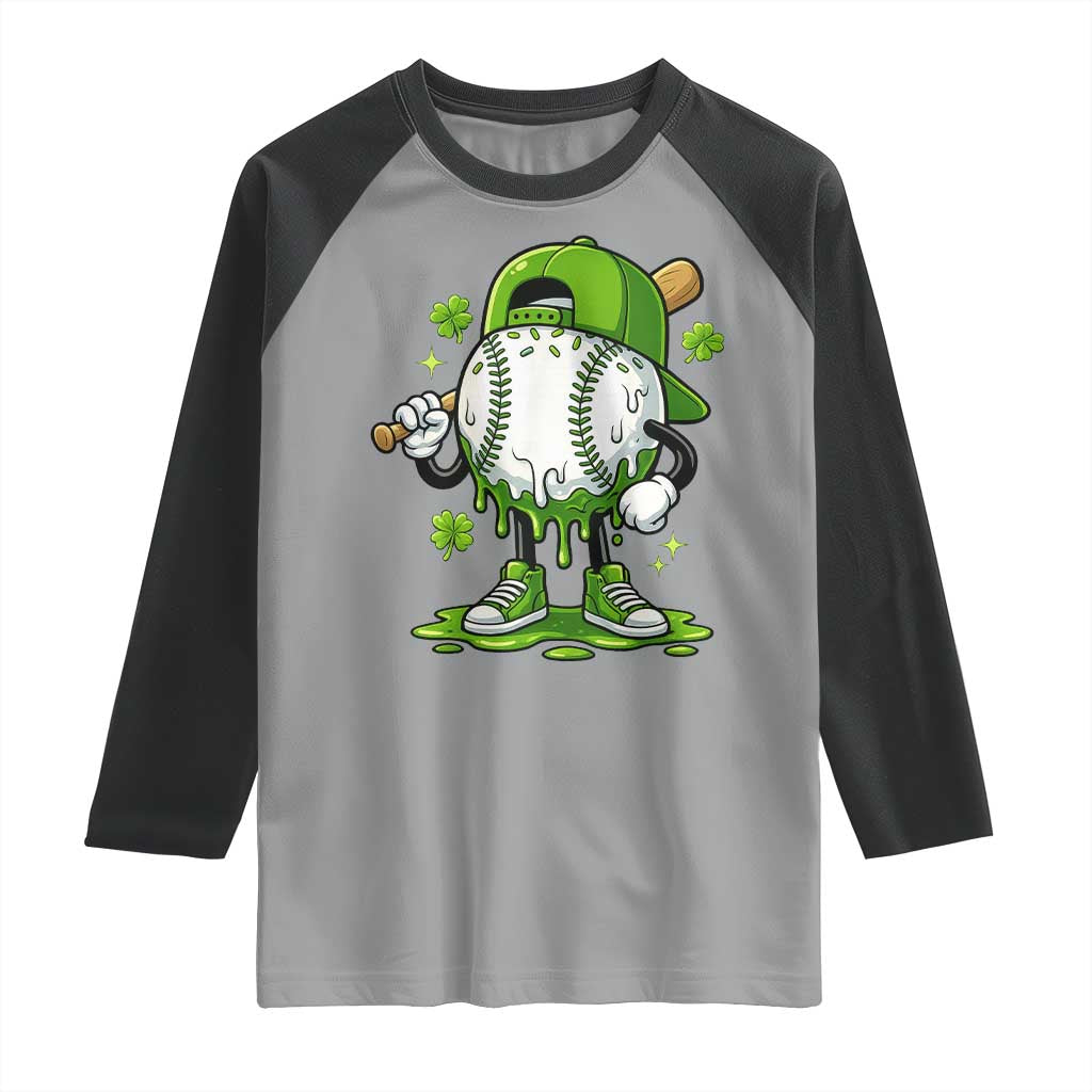 Baseball Drip Icecream Raglan Shirt Youth Boy St Patricks Day Shamrock Green