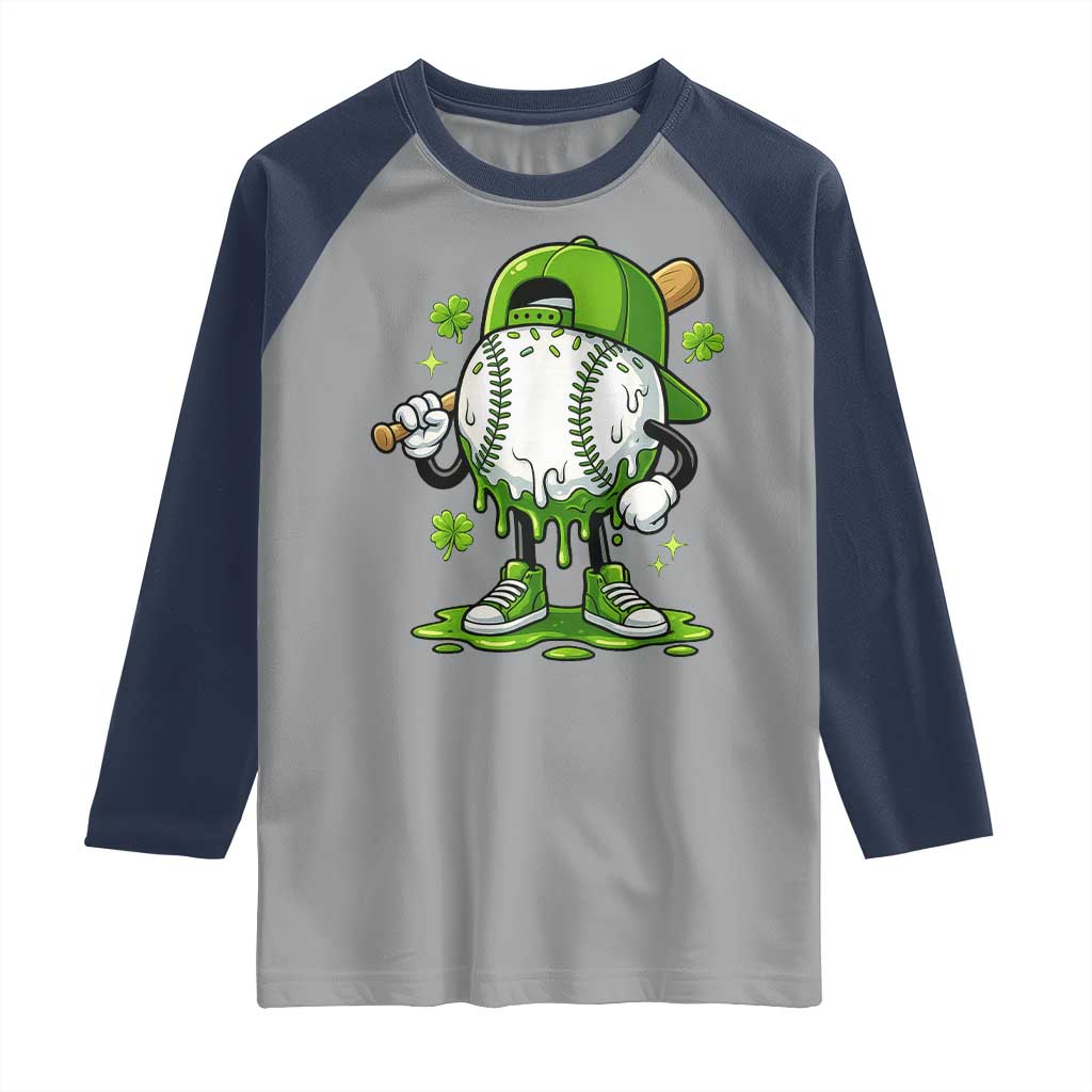 Baseball Drip Icecream Raglan Shirt Youth Boy St Patricks Day Shamrock Green