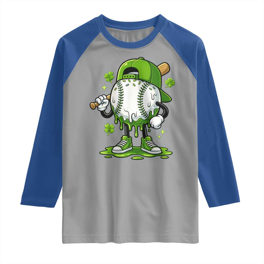 Baseball Drip Icecream Raglan Shirt Youth Boy St Patricks Day Shamrock Green
