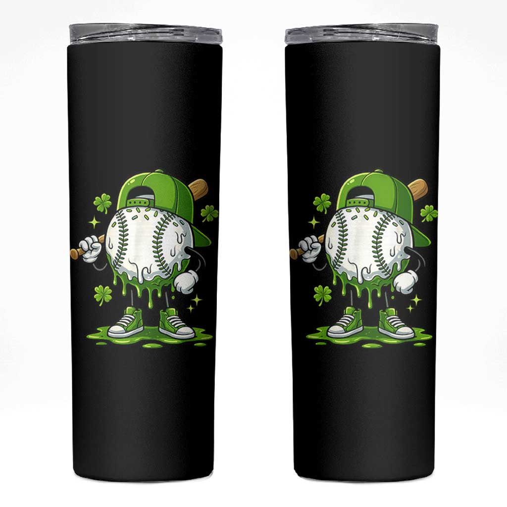 Baseball Drip Icecream Skinny Tumbler Youth Boy St Patricks Day Shamrock Green