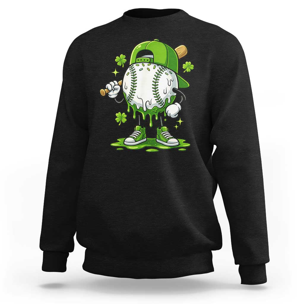 Baseball Drip Icecream Sweatshirt Youth Boy St Patricks Day Shamrock Green