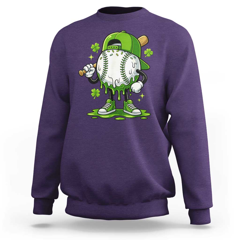 Baseball Drip Icecream Sweatshirt Youth Boy St Patricks Day Shamrock Green