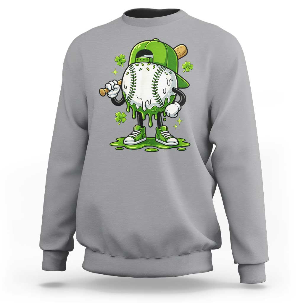 Baseball Drip Icecream Sweatshirt Youth Boy St Patricks Day Shamrock Green