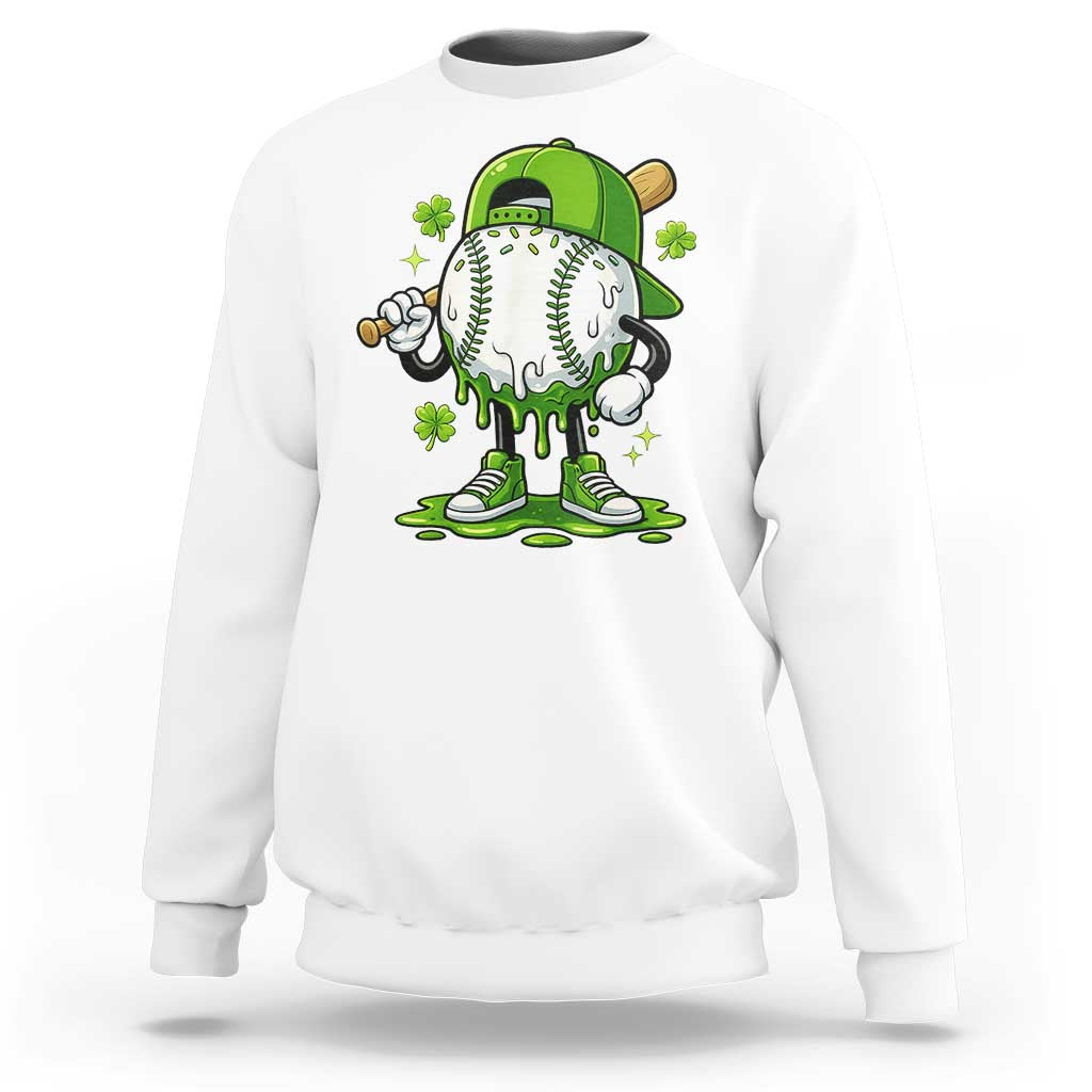 Baseball Drip Icecream Sweatshirt Youth Boy St Patricks Day Shamrock Green